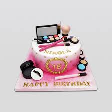 Finally, when the cakes are completely cool, stack them with a layer of chocolate frosting between each cake, and frost the sides and top of the stack. Makeup Cake