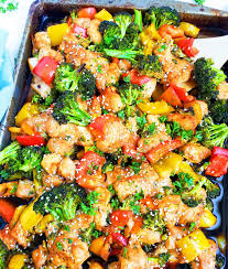 Sheet Pan Teriyaki Ginger Sesame Chicken Broccoli Beautiful Eats Things Recipe In 2020 Chicken Broccoli Sesame Chicken Stuffed Peppers