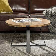 Amazon Com Walker Edison Furniture Rustic Farmhouse Round Metal Coffee Accent Table In 2021 Living Room Accent Tables Coffee Table Wood Modern Industrial Coffee Table
