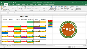 Tech 011 Create A Calendar In Excel That Automatically Updates Colors By Event Category Youtube