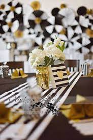 Black White Gold Baby Shower Party Ideas Photo 5 Of 15 Catch My Party Black Gold Baby Shower White Party Decorations Gold Baby Showers