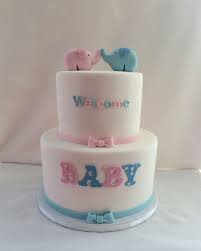 Gender Neutral Baby Shower Cake With Fondant Elephant Toppers Kyrsten S Sweet Desig Elephant Baby Shower Cake Baby Shower Cake Pops Baby Shower Cakes Neutral