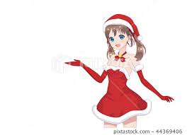 Anime Manga Girl Dressed In Santa Claus Costume Stock Illustration 44369406 Pixta