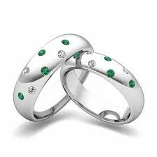 Create Your Own Scattered Gemstone Matching Wedding Rings Diamonds And Gemstones In This Case We V Wedding Rings Matching Wedding Bands Emerald Wedding Rings