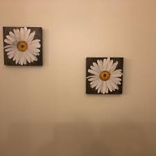 Hand Painted White Daisy Wood Wall Art Sign/small Painting/handmade  Original Flower Oil Painting/farmhouse Floral Living Room Decor Gift