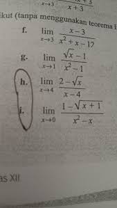 Limit my search to r/apexlearningschool. 2 Hitung Nilai Limit Fungsi Berikut Tanpa Menggunakan Teorema Limit 3 Hitung Nilai Limit Brainly Co Id