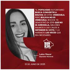 Elecciones 𝐋𝐮𝐢𝐬𝐚 𝐍𝐚𝐲𝐚𝐫: "𝐒𝐢 𝐧𝐨 𝐡𝐚𝐲 𝐞𝐥𝐞𝐜𝐜𝐢𝐨𝐧𝐞𝐬,  𝐡𝐚𝐲 𝐝𝐢𝐜𝐭𝐚𝐝𝐮𝐫𝐚" En un momento crítico para el país, la diputada  Luisa Nayar advirtió sobre la posibilidad de una suspensión de las  elecciones generales previstas