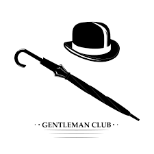 Vintage Gentlemen Elegance Logo Gentleman Gentlemen Hat Bowler Derby Top Hat Cylinder Headdress Headge Gentleman Vintage Gentleman Styled Stock Photos