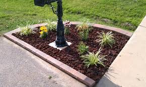 Mailbox Flowerbed 18 Stone Blocks 21 Capstones Variegated Lariope Asiatic Lilies Tiny Series Mailbox Landscaping Mulch Landscaping Landscaping With Rocks