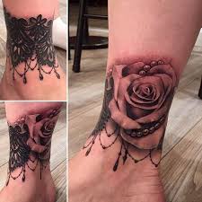 Rose Lace And Pearl Tattoo Design Wrist Tattoo Cover Up Ankle Band Tattoo Cover Tattoo