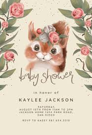 Floral Forest Animal Baby Shower Invitation Template Free Greetings Island Animal Baby Shower Invitations Baby Animal Invitations Baby Shower Invitation Templates