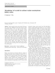 Pdf Morphology Of Crystals In Calcium Oxalate Monohydrate Kidney Stones