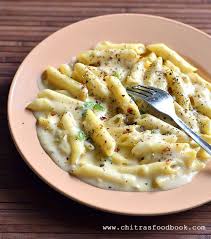 White Sauce Pasta Recipe Creamy Garlic Pasta In White Sauce Indian Vegetarian Recipe White Sauce Pasta White Pasta Sauce Recipe Pasta Recipes Indian