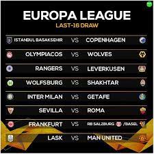Et (noon gmt) at uefa's headquarters in. Europa League Last 16 Draw Manchester Utd Handed Dream Draw Whilst Wolves Face Olympiakos Daily Mail Online