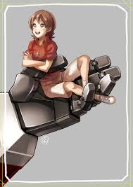 alexis (transformers), starscream, transformers, transformers armada,  transformers unicron trilogy, blue footwear, absurdres, bad id, bad pixiv  id, highres, 1girl, beige shorts, brown hair, crossed arms, green eyes, in  palm, looking up, medium