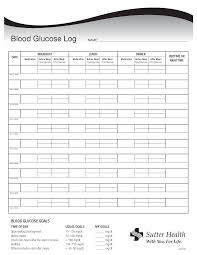 Printable Blood Sugar Log Scope Of Work Template Medical