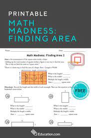 Math Madness Finding Area 2 Worksheet Education Com March Madness Math Math Madness Math