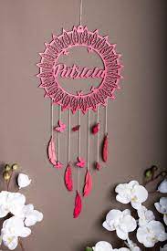 Pink Personalized Wooden Dream Catcher Colorful Dream Catcher Wall Hanging Wall Decor Nursery Home Decor New Baby Gift Custom Colorful Gift Wooden Dream Catcher Dream Catcher Colorful Gifts
