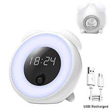 Motion Sensor Night Light Time Light Alarm Clock Smart Body Induction Mushroom Led Lamp Usb Recharge Body Re Light Alarm Clock Alarm Clock Sensor Night Lights