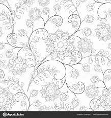 Seamless Pattern Floreale Monocromatico Disegni Da Colorare Bianco