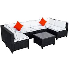 Some outdoor wrought iron patio furniture is a combination of cast iron and machine wrought iron, but hand wrought iron is still being made by select manufacturers. Owsoo Quality Rattan Wicker Patio Set U Shape Sectional Outdoor Furniture Set With Cushions And Accent Pillows Green White Red Walmart Com Walmart Com