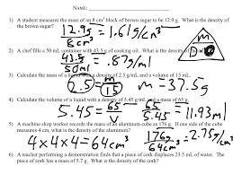 Density is calculated by dividing the mass by the volume. Density Calculations Worksheet Science Showme