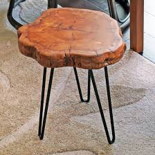 Jayce Solid Wood Tray Top Tree Stump End Table Wood Slab Table Rustic End Tables End Tables