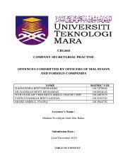 Iklan jawatan kosong di perda ventures incorporated sdn bhd (pvisb). Crg 660 Auditor Case 1 Docx Crg660 Company Secretarial Practise Offences Committed By Officers Of Malaysian And Foreign Companies Name Raihanora Course Hero