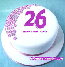 Birthday cake with a candle number 26 in flat style for birthday party invitation and cards design 26th bithday. Happy 26th Birthday Cake With Name 2happybirthday