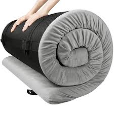 Komex Camping Memory Foam Certipur Us Portable Sleeping Pad Roll Up Guest Bed Floor Mat Mattress Topper With Rem Sleeping Pads Camping Sleeping Pad Camping Mat