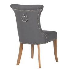 Therefore, the optimal height of the dining room chairs should be 18 (it is from the chair legs to the seat). Dark Grey Studded Dining Chair With Back Ring Pair Grey Dining Room Chairs Dining Chairs Fabric Dining Chairs