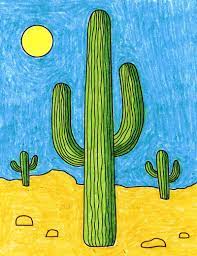 Now draw a couple of curved lines for the arms. How To Draw Cactus Art Projects For Kids