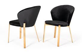Modrest Nadia Modern Black Velvet Rosegold Dining Chair Set Of 2 Dining Chairs Dining Chair Set Gold Dining Chairs