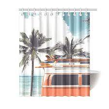 Choose your favorite palm trees bath towels from thousands of available designs. Bpbop Tropical Beach Shower Curtain Vintage Car Palm Tree Polyester Fabric Shower Curtain Bathroom Sets 60x72 Inches Walmart Com Walmart Com