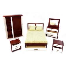 Ben company giada mahogany finish italian bed group set with 4. Modern Mahogany Amp White Double Bedroom Furniture Set 1 12 Town Square Miniatures Melody Jane Dolls Houses Doll Houses