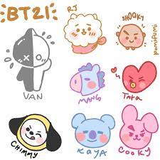 bt21 fanart wallpaper ponsel karikatur