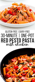 Creamy Red Pesto Pasta With Chicken Red Pesto Dairy Free Pasta Gluten Free Comfort Food