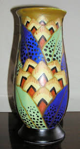 This Is A Rare Boch Vase Which Has A Matte Finish And Is Painted In Gold Royal Blue And Pale Aqua Made In Belgium And Signed Keramis 9 Met Afbeeldingen Vazen