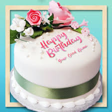 Romantic Birthday Cake For Wife With Name Classic Sugar Flower Spray Cake With Name For Wife Birthday Cake For Wife Birthday Cake For Daughter Online Birthday Cake