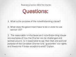 Learn the definition of 'notwithstanding clause'. Limitations To The Charter Ppt Download
