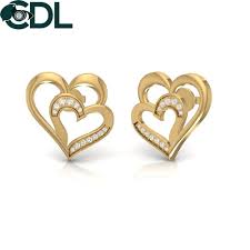 Junior jewels kids' sterling silver cubic. Lover S Heart Shape Diamond Earring In 14kt Gold 5 18 Grams At Rs 19735 Piece Diamond Stud Earring Id 21439362948