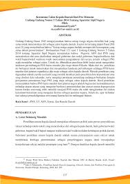 Peraturan pemerintah no 11 tahun 2017 tentang manajemen pns. Pdf Ketentuan Calon Kepala Daerah Dari Pns Menurut Undang Undang Nomor 5 Tahun 2014 Tentang Aparatur Sipil Negara