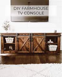 Shop birch lane for farmhouse & traditional console tables, in the comfort of your home. Diy Farmhouse Tv Console With Sliding Barn Doors Crafted By The Hunts