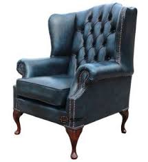 Buy leather wingback armchairs and get the best deals at the lowest prices on ebay! Chesterfield Flat Wing Queen Anne High Back Fireside Chair Antique Blue Leather Fireside Chairs Club Chairs Living Room Chesterfield Furniture