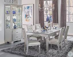Acme finley dining table in clear glass and mirrored silver finish. Orsina Silver Extendable Dining Room Set In 2021 Modern Dining Room Set Formal Dining Room Sets Dining Room Small
