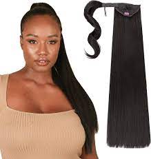 Amazon.com : INH Hair Miya Ponytail Extension 26 inch Long Clip in Wrap  Around Straight Pony Tail Hairpiece for Women | Synthetic Clip On Faux  Piece | Jet Black : Beauty & Personal Care