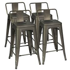How to choose the right stools for your counter bar the most important buying tip is to ensure you buy the right height for the particular counter at which they'll be stationed. Costway Set Of 4 Low Back Metal Counter Stool 24 Seat Height Industrial Bar Stools Gunblack Steel Walmart Com Walmart Com