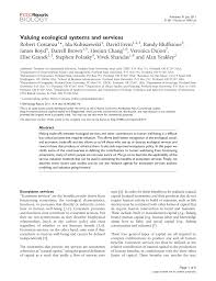 Pdf Valuing Ecological Systems And Services