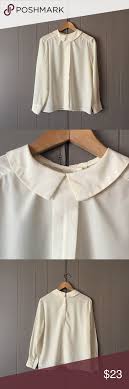Vintage Cream Peter Pan Collar Blouse Minimalist Fashion Clothes Design Vintage Tops