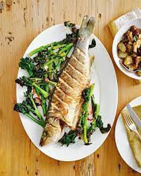 Whole Sea Bass With Purple Sprouting Broccoli Chilli And Garlic Recipe Delicious Magazine